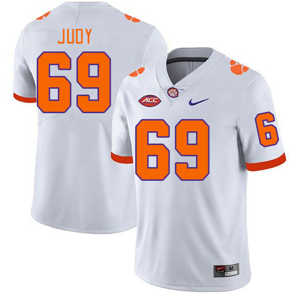 Men #69 Sam Judy Clemson Tigers College Football Jerseys Stitched-White - Click Image to Close